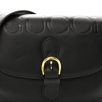 Charisma Calfskin Gucci Embossed Shoulder Flap Bag Black