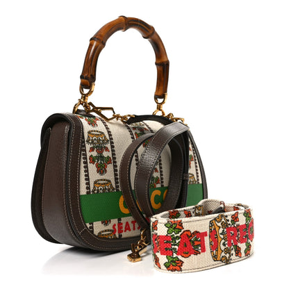 Canvas Calfskin 100 Centennial Music Medium Bamboo 1947 Top Handle Bag Multicolor