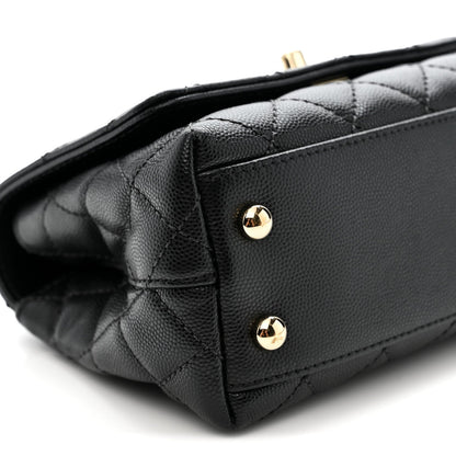 Caviar Quilted Extra Mini Coco Handle Flap Black