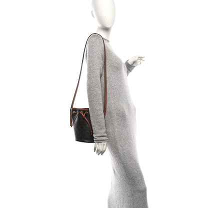 Triomphe Canvas Calfskin Small Drawstring Bucket Bag Tan