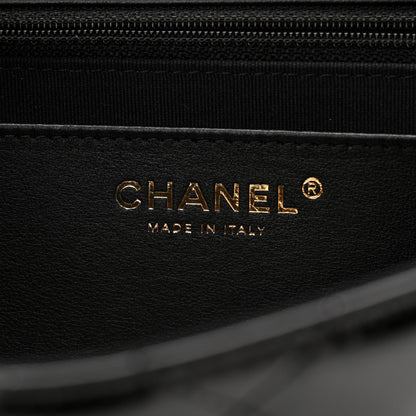 Patent Quilted Chain Around Heart Flap Black