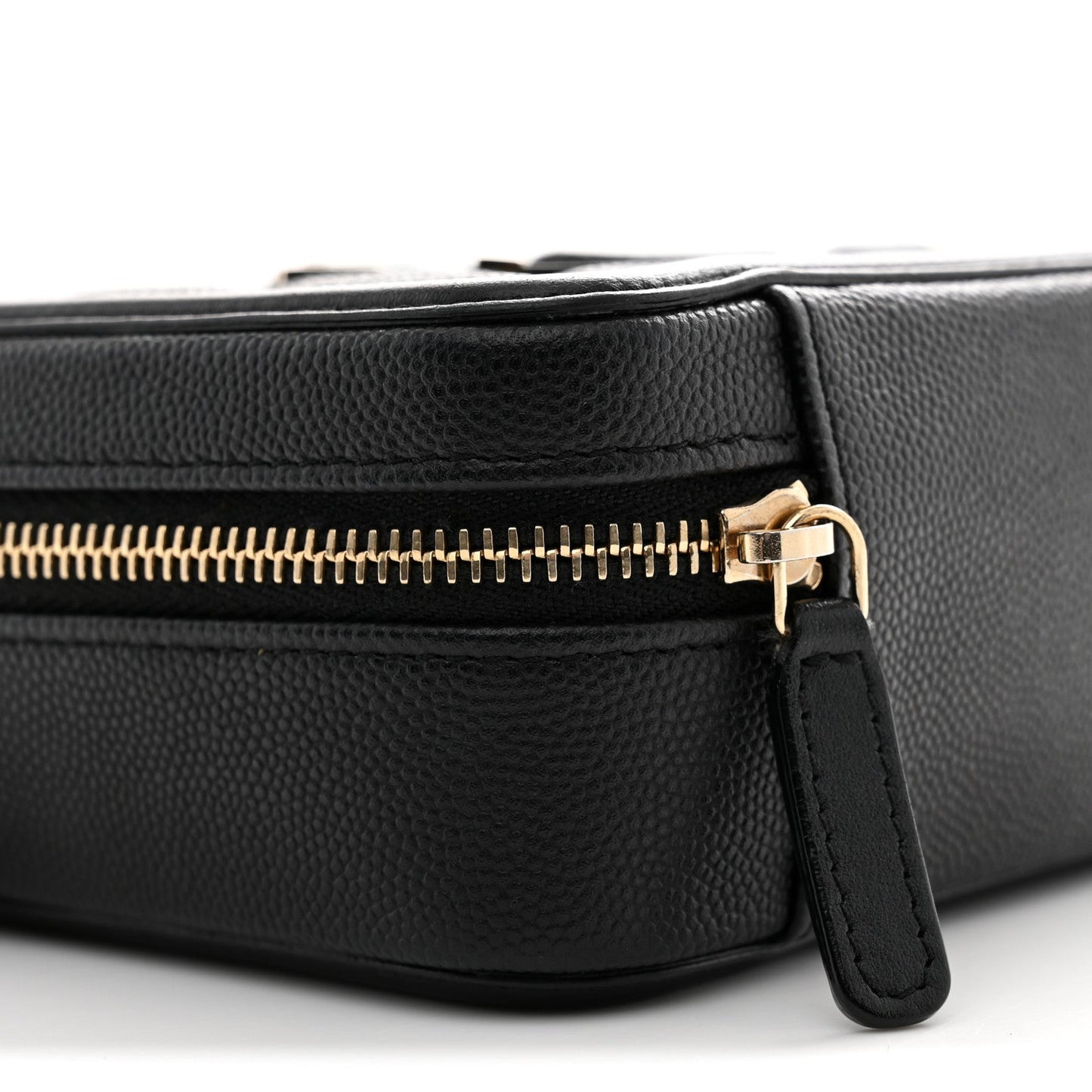 Caviar Quilted CC Filigree Vanity Clutch With Chain Black