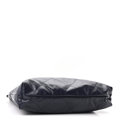 Shiny Calfskin Quilted Chanel 22 Navy Blue