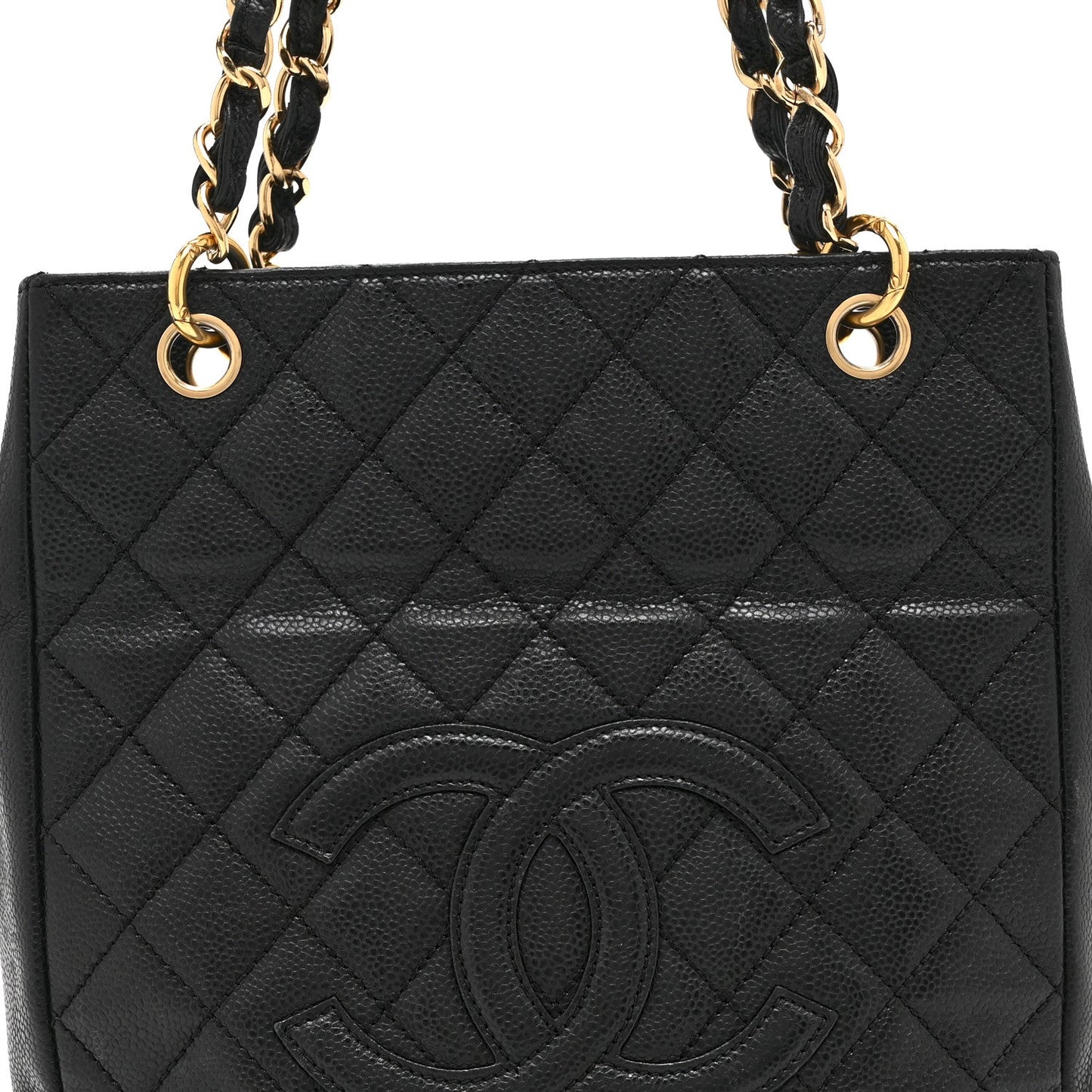 Caviar Quilted Petit Shopping Tote PST Black