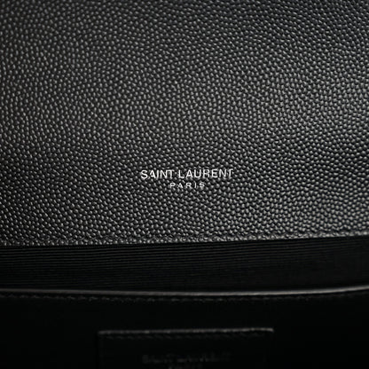 Grain De Poudre Textured Mixed Matelasse Triquilt Medium Monogram Satchel Black