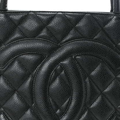Caviar Quilted Medallion Tote Black