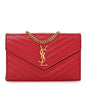 Grain De Poudre Matelasse Chevron Monogram Chain Wallet Red