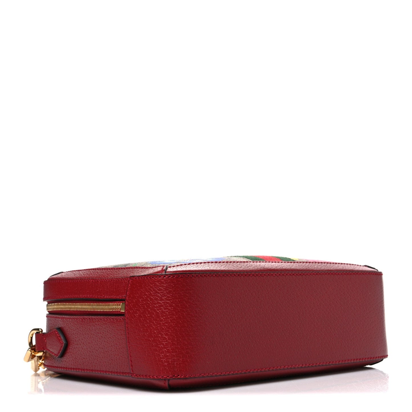GG Supreme Monogram Flora Web Small Ophidia Top Handle Shoulder Bag Hibiscus Red