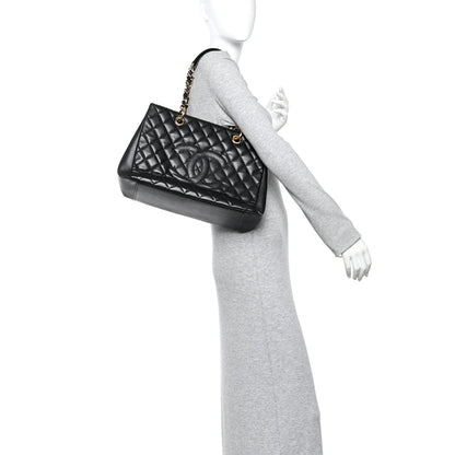 Caviar Quilted Grand Shopping Tote GST Black