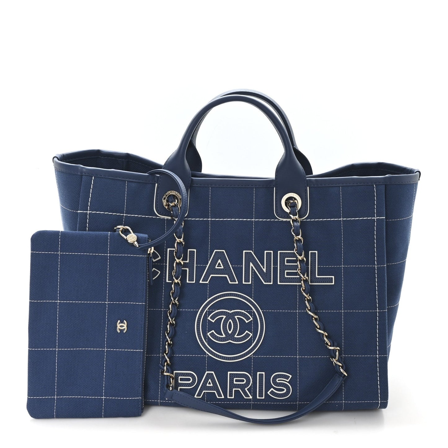 Cotton Medium Deauville Tote Blue White