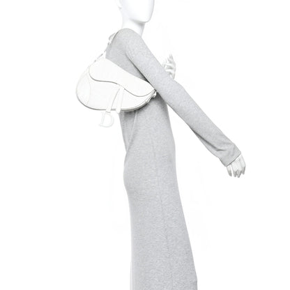 Calfskin Embossed Oblique Saddle Bag White