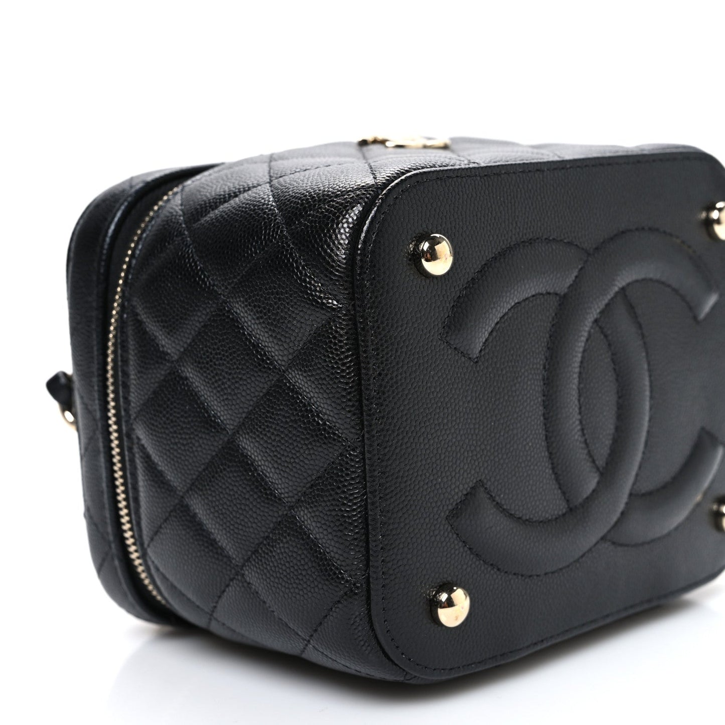Caviar Quilted Small CC Vanity Case Black Black