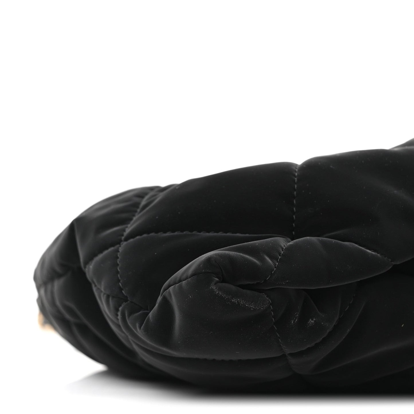 Velvet Effect Nylon Quilted Bow Bag Black
