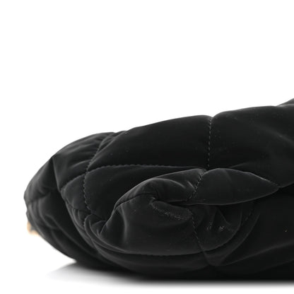 Velvet Effect Nylon Quilted Bow Bag Black