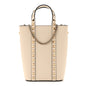 Pebbled Calfskin Rockstud North South Crossbody Bag Light Ivory