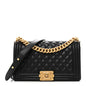 Lambskin Quilted Medium Boy Flap Black