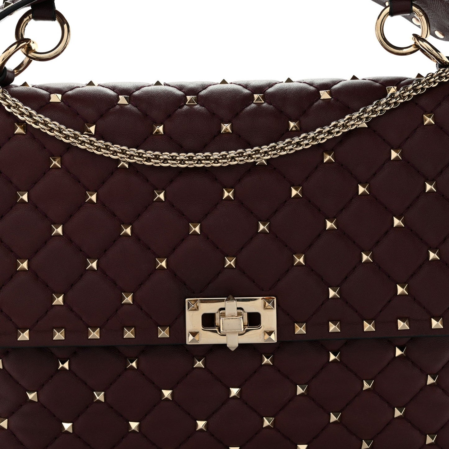 Nappa Large Rockstud Spike Shoulder Bag Rubin