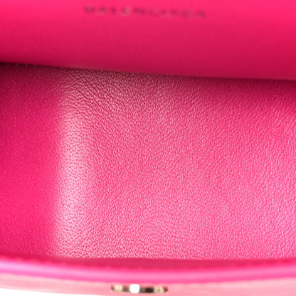 Shiny Box Calfskin Hourglass Top Handle Bag XS Acid Fuchsia