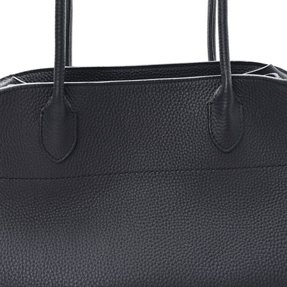 Matte Grained Calfskin Margaux Shoulder 12 Marine