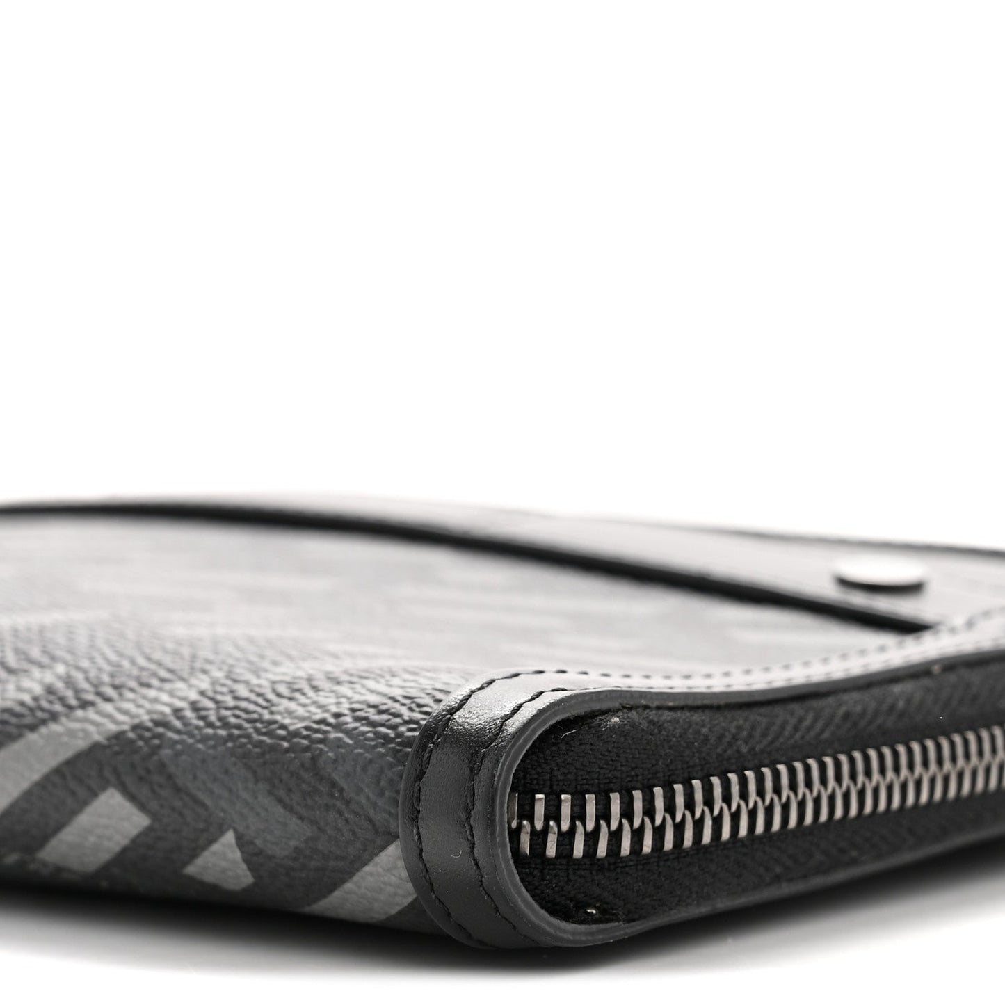 Coated Canvas La Greca Signature  Black Gray
