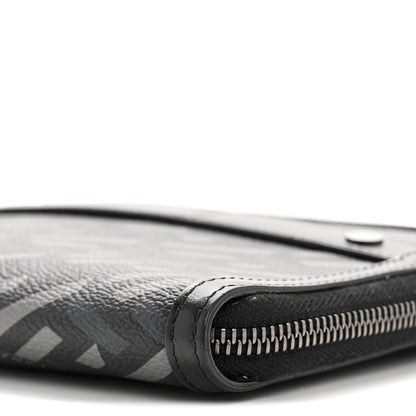 Coated Canvas La Greca Signature  Black Gray