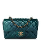 Shaded Patent Calfskin Quilted Mini Rectangular Flap Green Blue