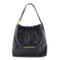 Shiny Calfskin Quilted Chanel 22 Navy Blue