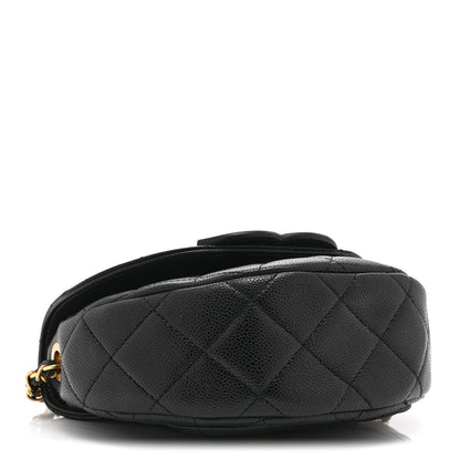 Caviar Quilted Mini Messenger Flap Black