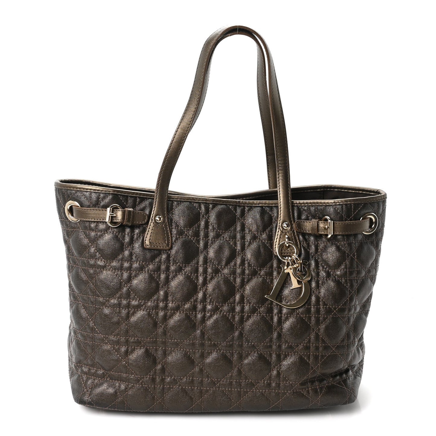 Coated Canvas Cannage Small Panarea Tote Bronze