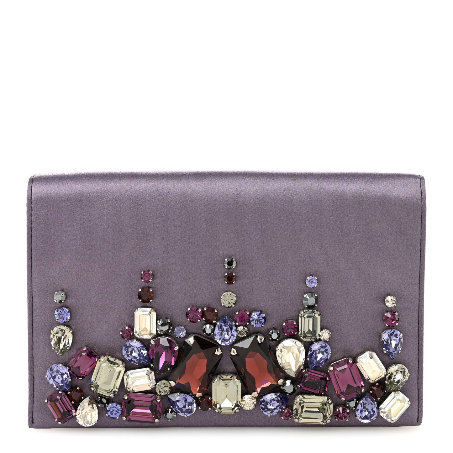 Satin Raso Crystal Embellished Clutch Mirtillo