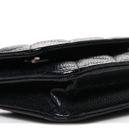 Caviar Quilted Wallet On Chain WOC Black