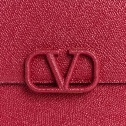 Grainy Calfskin Large Vlogo Clutch Raspberry