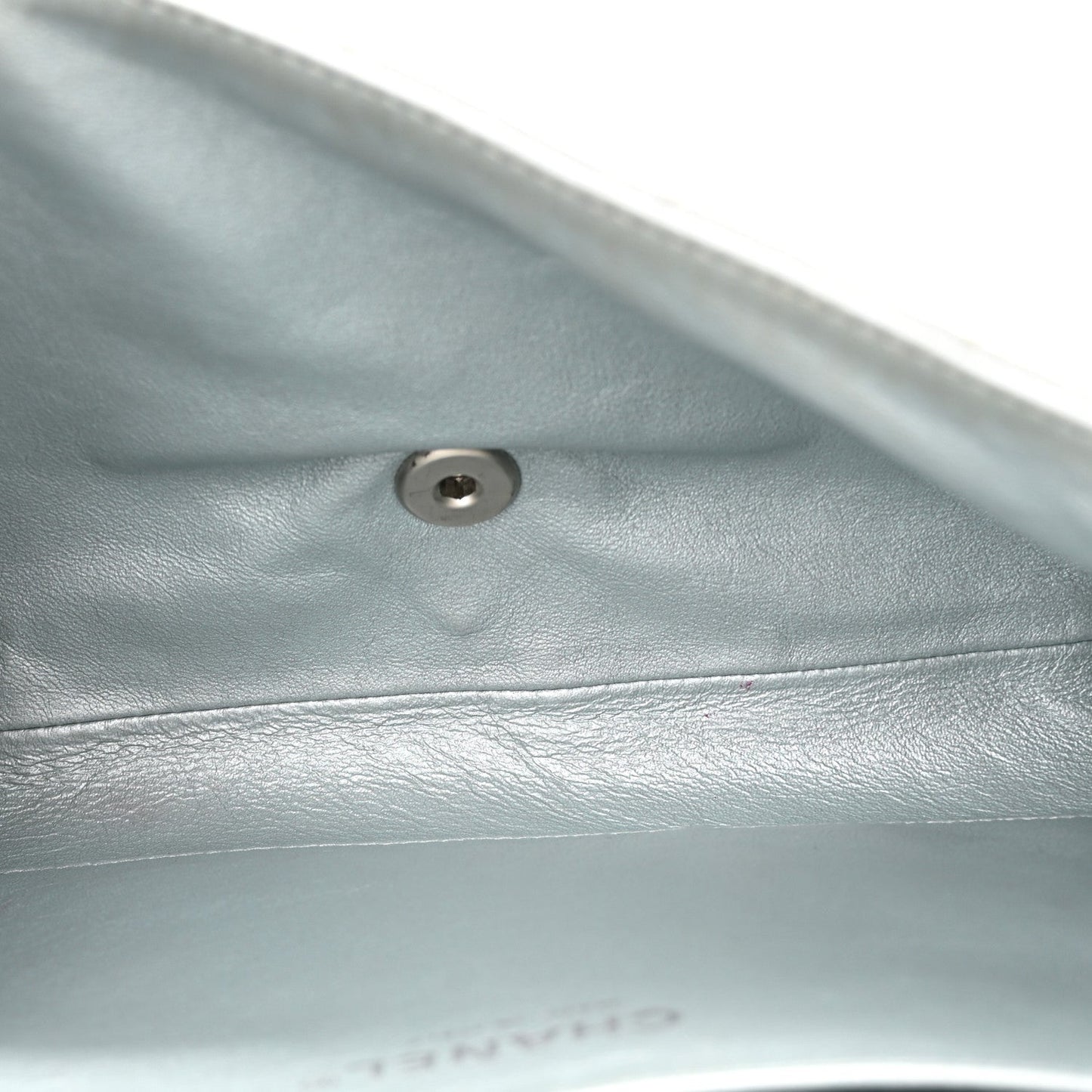 Metallic Lambskin Quilted Clutch With Chain Flap Silver