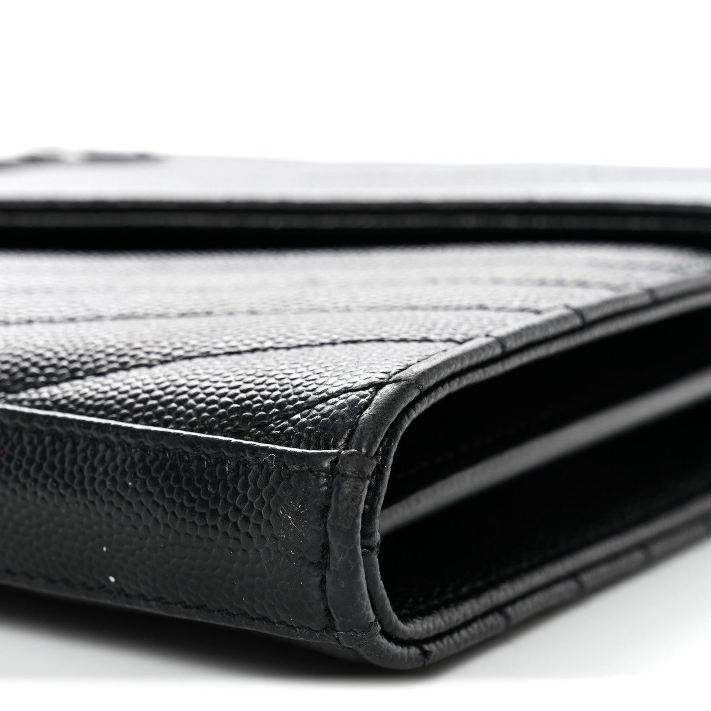 Grain De Poudre Matelasse Chevron Monogram Chain Wallet Black