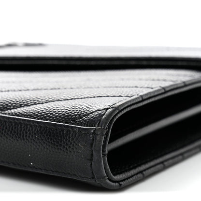 Grain De Poudre Matelasse Chevron Monogram Chain Wallet Black