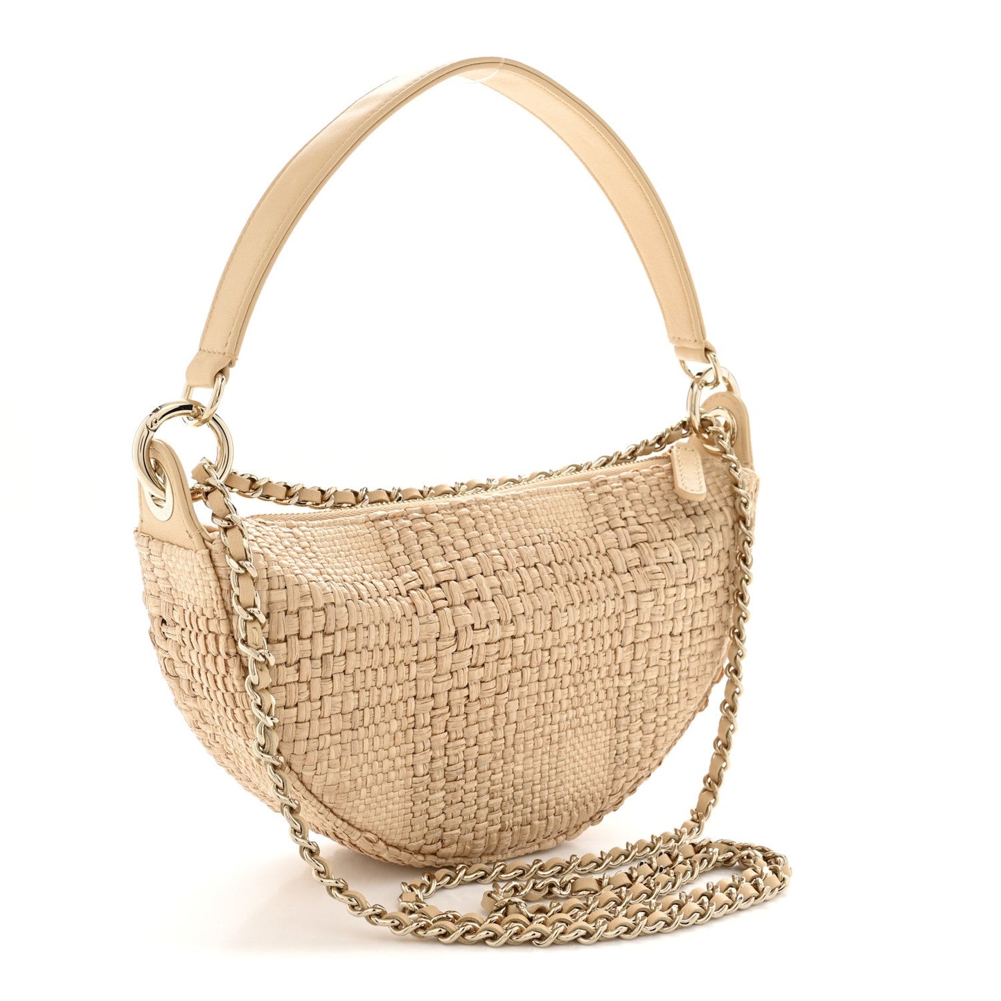 Raffia Other Shape With Chain Beige