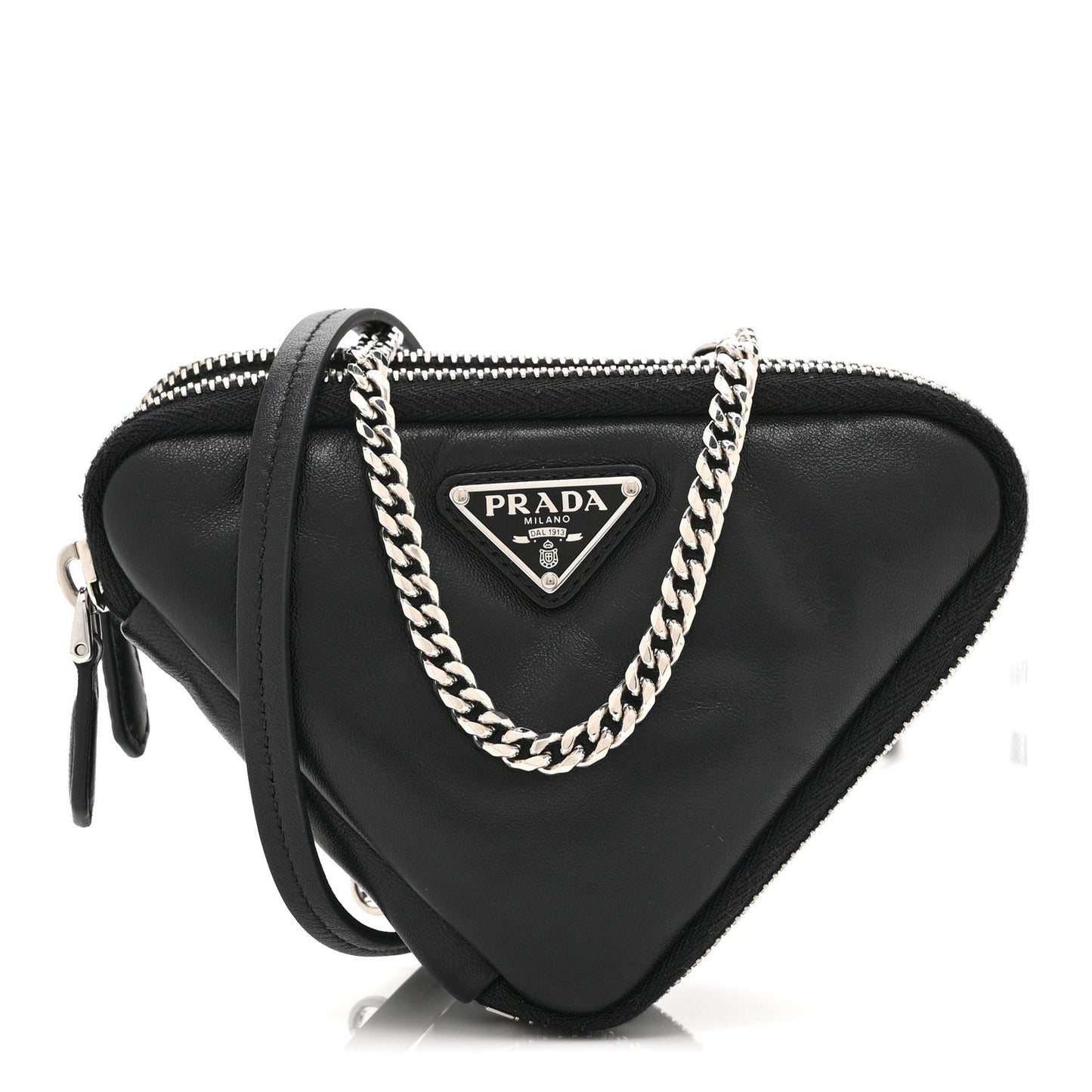 Nappa Soft Padded Mini Triangle Crossbody Pouch Black