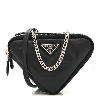 Nappa Soft Padded Mini Triangle Crossbody Pouch Black