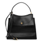 Natural Smooth Calfskin Medium Nano Top Handle Handbag Black