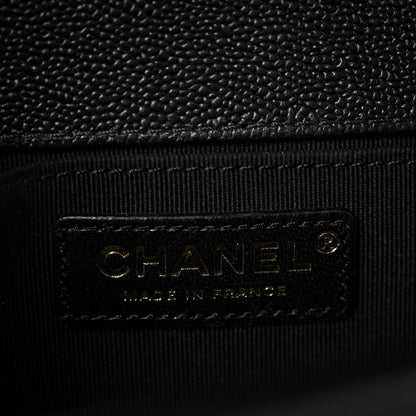 Caviar Quilted Medium Chain Around Boy Flap Black