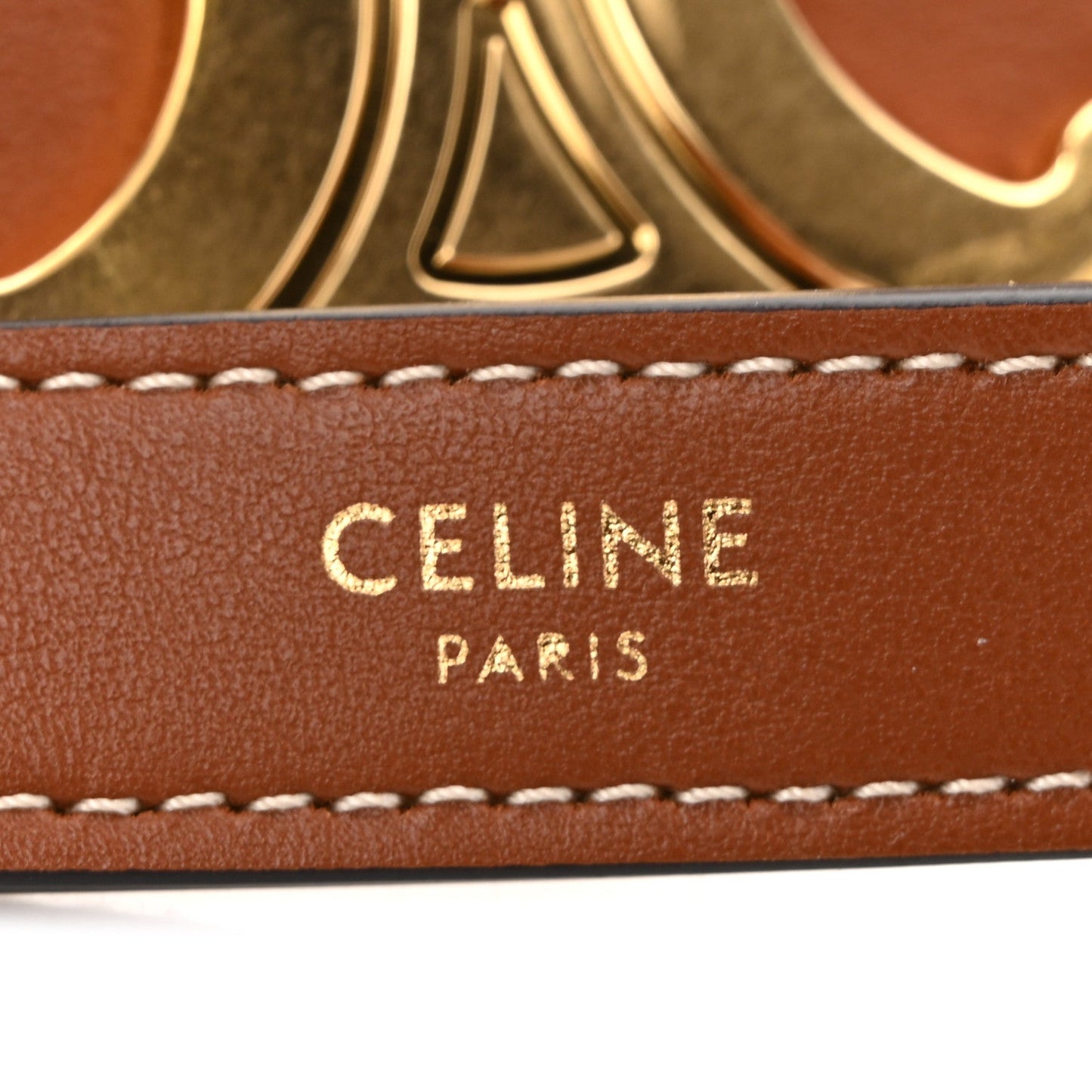 Smooth Calfskin Medium Strap Ava Triomphe Shoulder Bag Tan