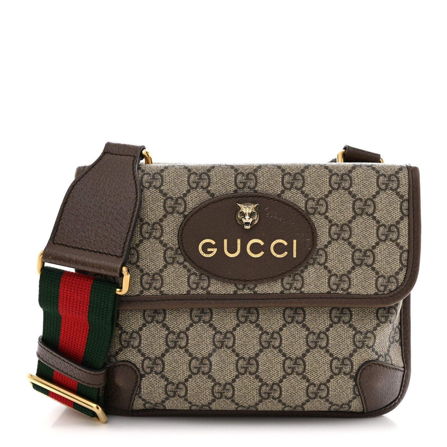 GG Supreme Monogram Web Small Neo Vintage Double Flap Messenger Bag Beige New Acero