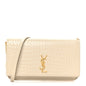 Crocodile Embossed Monogram Phone Holder Crossbody Blanc Vintage