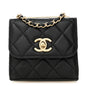 Lambskin Quilted Trendy CC Card Holder On Chain Black