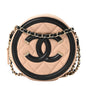 Caviar Quilted Round Filigree Crossbody Beige Black