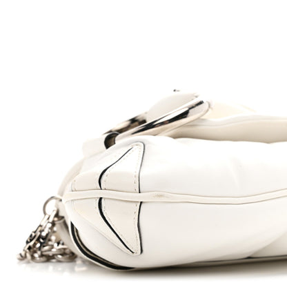 Nappa Vertical Matelasse Medium Maxi Horsebit Chain Shoulder Bag Mystic White