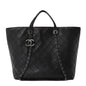 Calfskin Stitched Large Shopping Tote Black