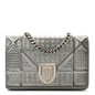 Metallic Patent Micro-Cannage Baby Diorama Flap Bag Silver
