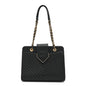 Shiny Sheepskin Chevron Quilted Collar and Tie Flap Black