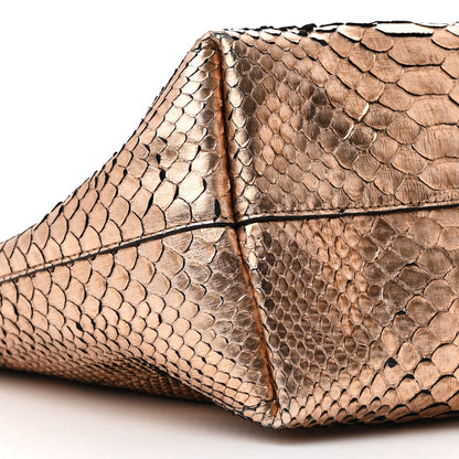 Metallic Snakeskin Small T Tote Gold